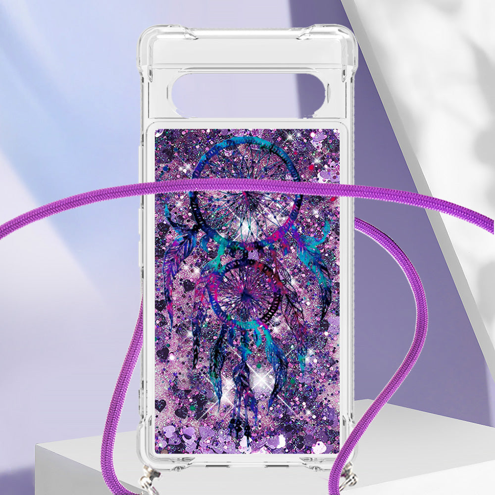 YB Quicksand Series-5 for Google Pixel 7a 5G Pattern Printing TPU Back Cover Liquid Quicksand Phone Anti-drop Case with Lanyard YB Quicksand Series-5 for Google Pixel 7a 5G Pattern Printing TPU Back Cover Liquid Quicksand Phone Anti-drop Case with Lanyard